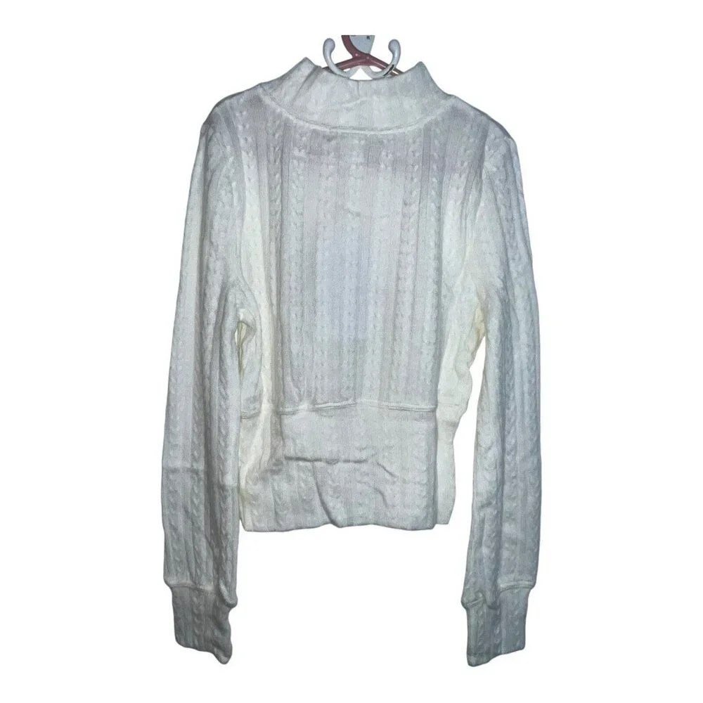 BOG BAND OF THE FREE RAQUEL IVORY RIBBED KNIT‎ PULLOVER SHIRT MOCK NECK SIZE XS